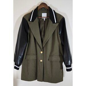 Avec Les Filles Miltary Styl Jacket Coat Blazer 1X 16 18 Trendy Faux Leather Slv